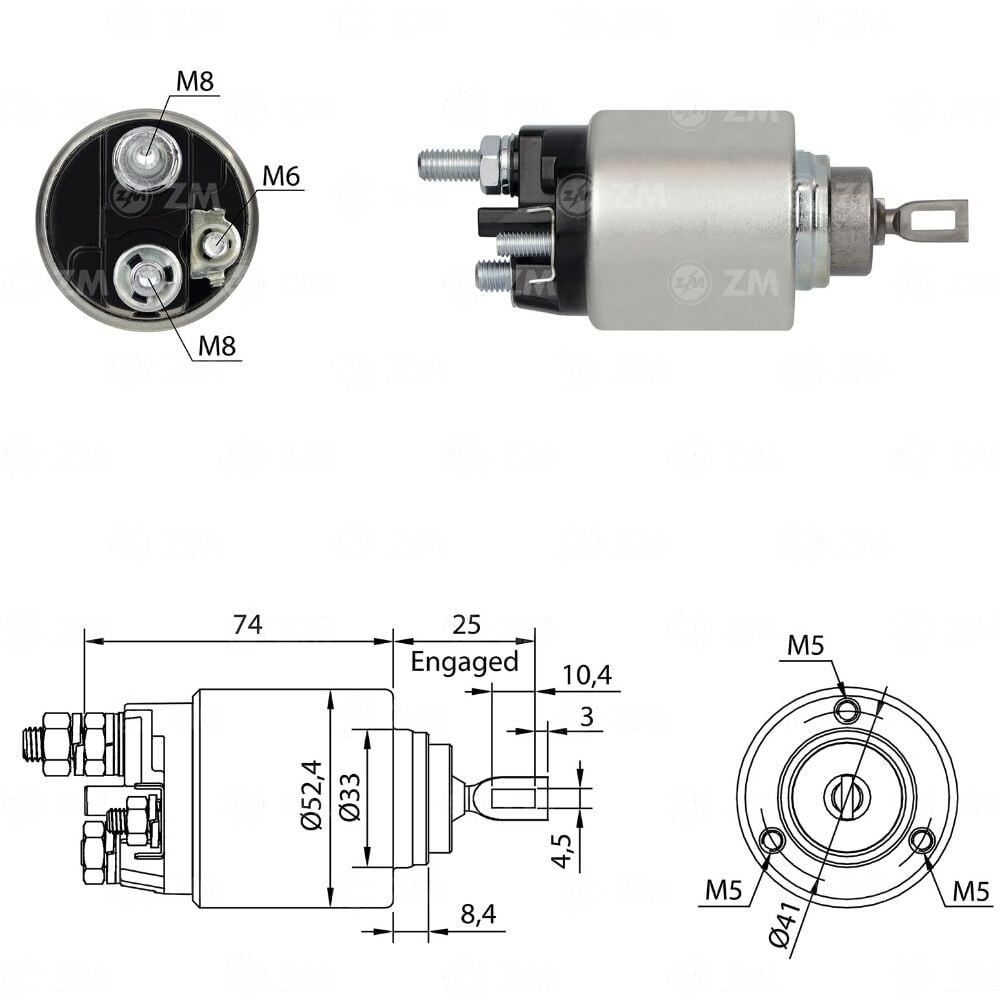 ZM 1381 Marş Otomatiği 12V Alfa Romeo Giulietta - Mito / Citroen Jumper - Nemo / Fiat 500 - Doblo - Ducato - Fiorino - Grande Punto / Jeep Renegade / Lancia Delta / Mercedes-Benz Sprinter / Peugeot Boxer - Bipper