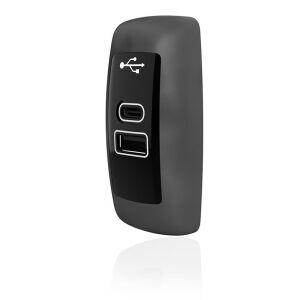 Sanel USB Şarj Düz Tip Siyah Gövde Mavi led 12V/24V SUC16B