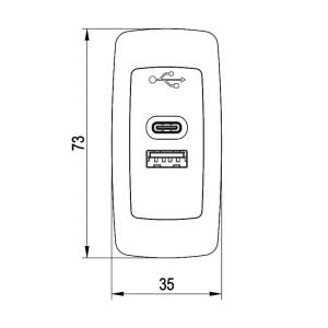 Sanel Usb Şarj Boru Tip Siyah Gövde Mavi Led 12V/24V SUC15B