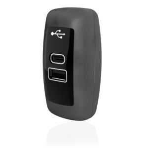 Sanel Usb Şarj Boru Tip Siyah Gövde Mavi Led 12V/24V SUC15B