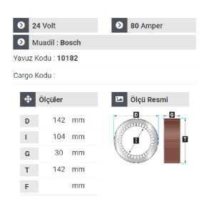 NURSAN 177624 Statör 24V 80A İveco Otobüs-Tır Grubu Ve Muhtelif Araçlar