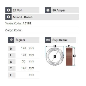 NURSAN 177624 Statör 24V 80A İveco Otobüs-Tır Grubu Ve Muhtelif Araçlar