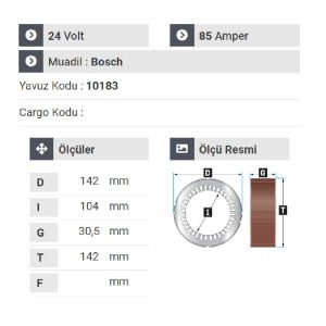 NURSAN 177924 Statör 24V 85A Tır-Otobüs Grubu Muhtelif Araçlar Çift Sargı Klimalı