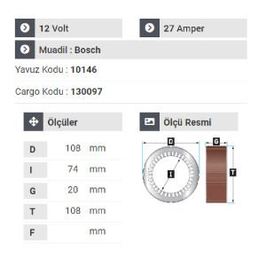NURSAN 178012 Statör 12V 27A Johndere