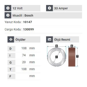 NURSAN 178112 Statör 12V 33A Johndere