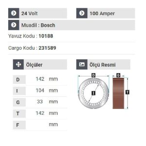 NURSAN 178124 Statör 24V 100A Man Tır 422 - 423 - 463 - E.M