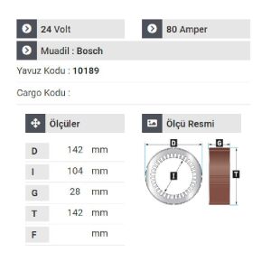NURSAN 178224 Statör 24V 80A Y.M Axsor. Actros - Atego- Tır Kırk Ayak Çift Çıkış