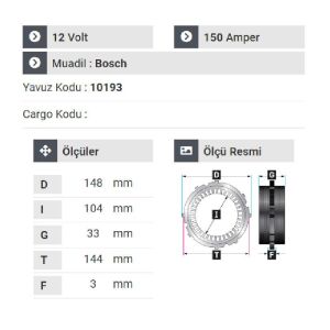 NURSAN 178612 Alternatör Statör Sultan Otogar Renault Master