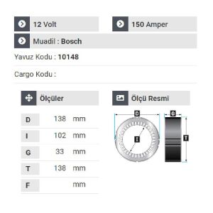 NURSAN 179012 Ford Transit Ducato Mini Cooper Volvoc Ve V Serisi