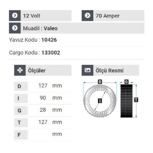 NURSAN 180112 Statör 12V 70A Renault 11.12.21.1,4. 1,6 E.M