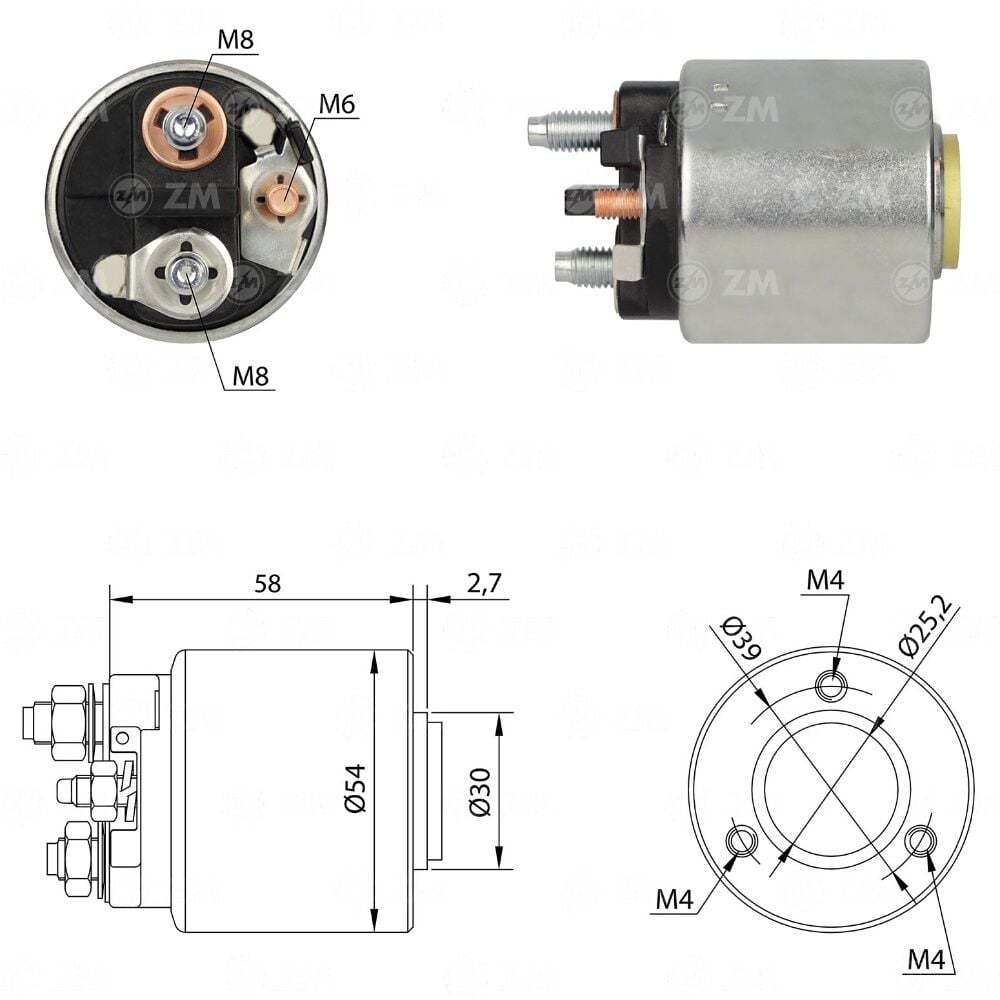 ZM 591 Marş Otomatiği 12V D6RA162 Civatalı Opel Astra F - Calibra - Corsa B - Omega B - Tigra - Vectra A - Vectra B 90421772