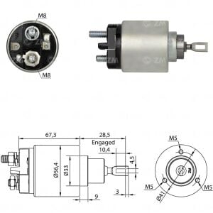 ZM 574 Marş Otomatiği 12V Çift Fişli Bosch Tip Volkswagen Golf - Jetta - Passat - Transporter / Audi 80 - 100 0331303008 - 0331303033 - 0331303074