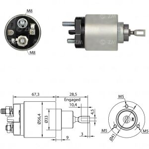 ZM 574 Marş Otomatiği 12V Çift Fişli Bosch Tip Volkswagen Golf - Jetta - Passat - Transporter / Audi 80 - 100 0331303008 - 0331303033 - 0331303074