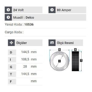 NURSAN 180624 Statör 24V 80A Belde Otobüs Samsung - Daewoo - Cat İş Makinası