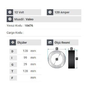 NURSAN 180912 Statör 12V 120A Peugeot Ve Renault Grubu -Volvo Klimalı