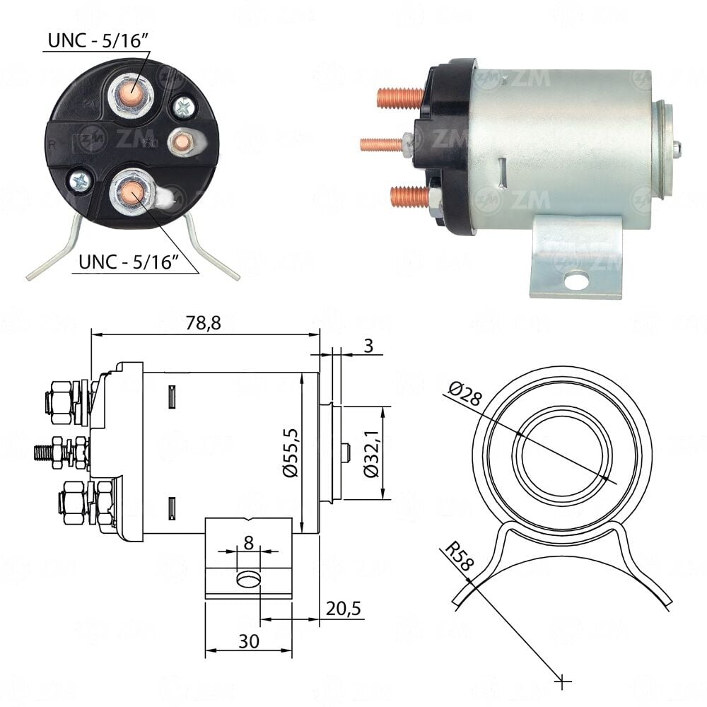 ZM 504 Marş Otomatiği 12V Clark - Eaton - Ford Willys - Hyster - Massey Ferguson - Mercedes-Benz