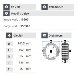NURSAN 182212 Statör 12V 120A Renault Konkort.Manager.Seat İbiza.Kepçeler.Forklifler 7 Uçlu