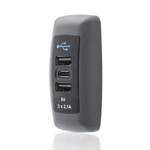 Sanel USB-C Şarj Ünitesi 12/24V 6.3A Mavi LED Düz SUC10B.DG
