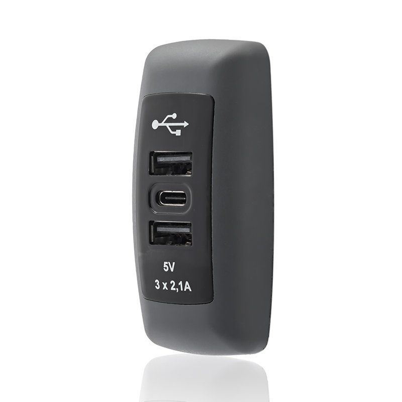 Sanel USB-C Şarj Ünitesi 12/24V 6.3A Mavi LED Düz SUC10B.DG