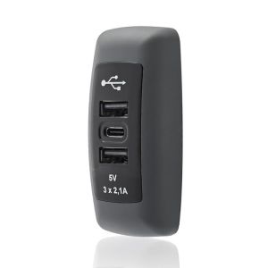 Sanel USB-C Şarj Ünitesi 12/24V 6.3A Mavi LED Düz SUC10B.DG