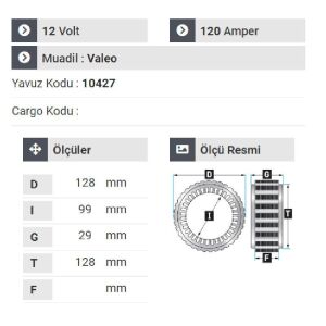 NURSAN 182412 Statör 12V 120A Peugeot Partner.Clio.Kango.Senbol. Y.M Valeo Dinamolarda