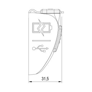 Sanel Stop Butonlu Düz Tip Usb Şarj Ünitesi 12V24V 2A Mavi Ledli SUC6BGR