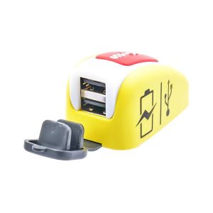 Sanel Stop Butonlu Düz Tip Usb Şarj Ünitesi 12V24V 2A Mavi Ledli SUC6BGR