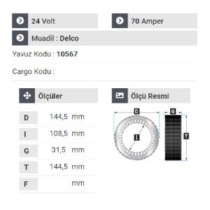 NURSAN 184224 Statör 24V 70A Bmc Pro 827.1144 Cummins İşmak.2451 Delco Dinamalarda