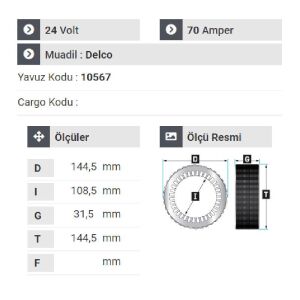 NURSAN 184224 Statör 24V 70A Bmc Pro 827.1144 Cummins İşmak.2451 Delco Dinamalarda