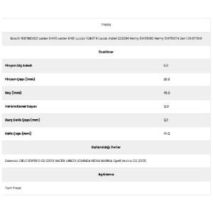 Form Metal 74696 Daewoo 12 Kanal 9 Diş 7157700 Marş Dişlisi