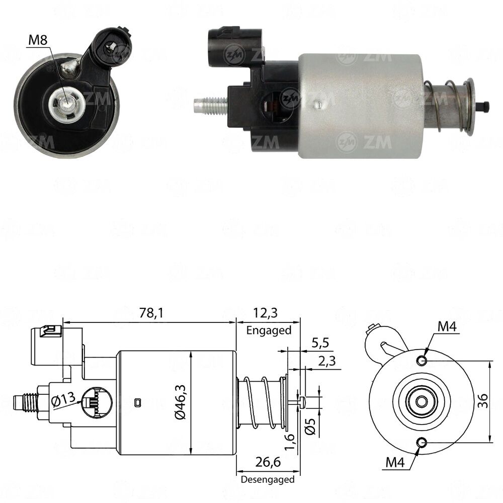 ZM 4665 Marş Otomatiği 12V Dodge Ram - Jeep Wrangler - Ram 1500
