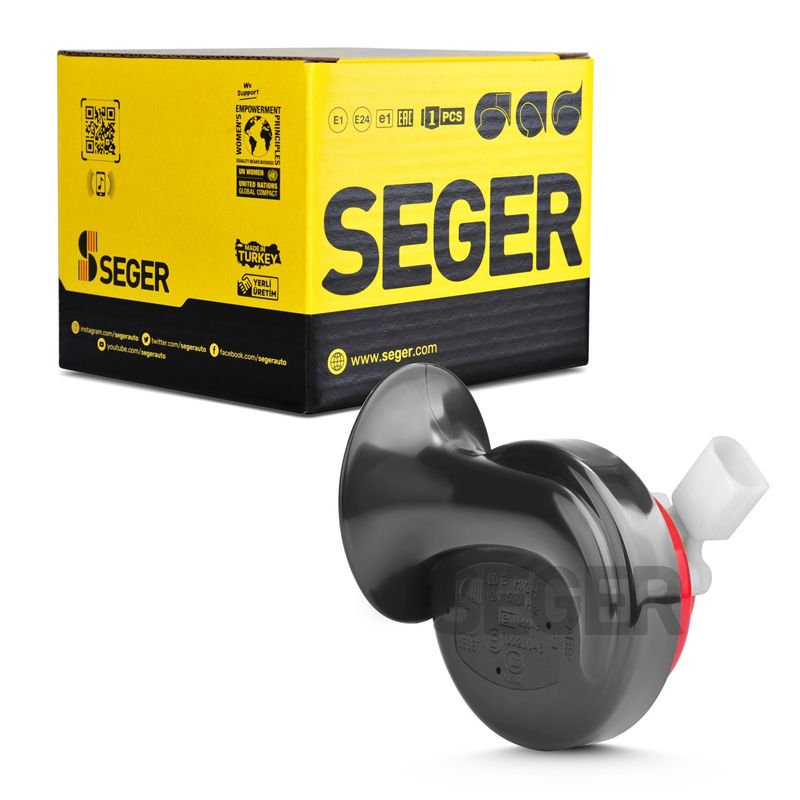 SEGER-60B Salyangoz Korna 12V (Dadat), İnce Ses, Fcı Soket (Vw, Audi, Skoda, Seat, Mercedes)